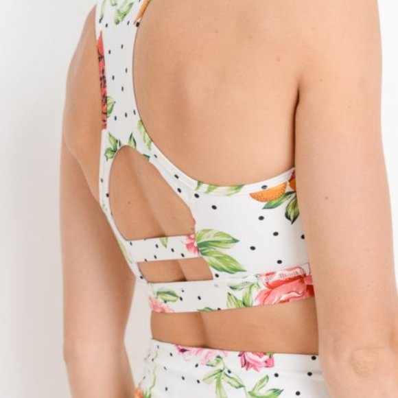 Dots 'n Roses Racerback Sports Bra - Picture 3 of 12